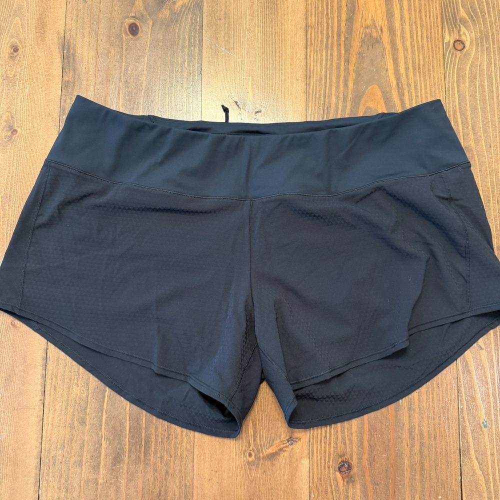 Oiselle Roga Shorts Womens 14 High Rise Running Black Back Pocket Lined 4"